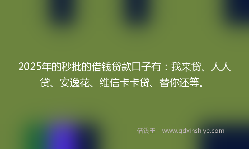 2025年的秒批的借钱贷款口子有：我来贷、人人贷、安逸花、维信卡卡贷、替你还等。
