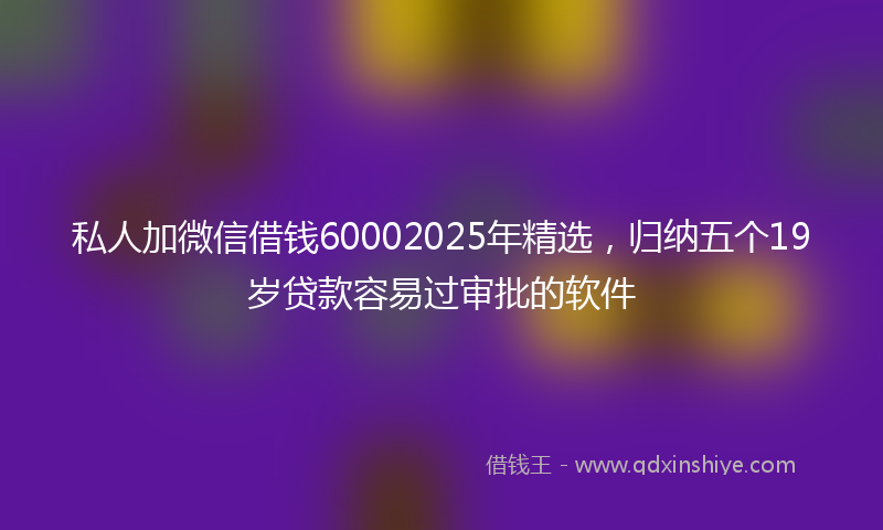私人加微信借钱60002025年精选，归纳五个19岁贷款容易过审批的软件