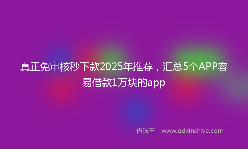 真正免审核秒下款2025年推荐，汇总5个APP容易借款1万块的app