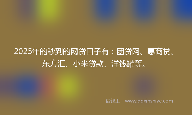 2025年的秒到的网贷口子有：团贷网、惠商贷、东方汇、小米贷款、洋钱罐等。