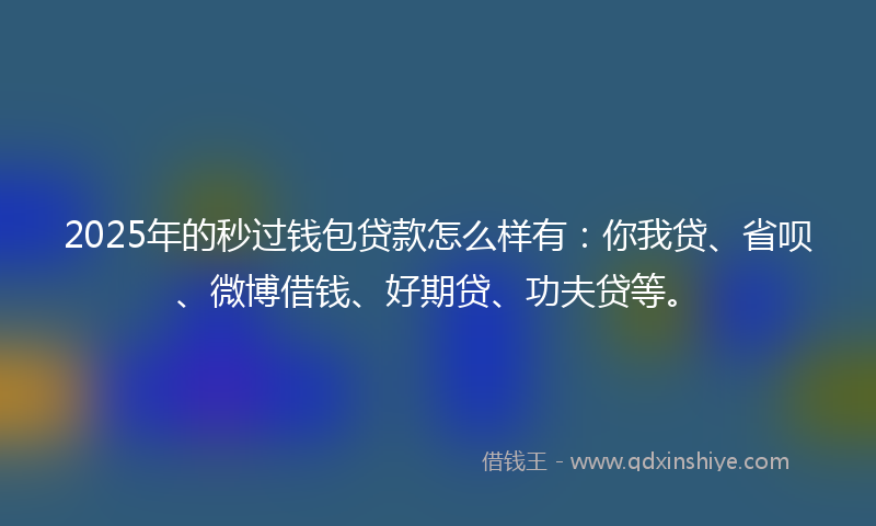 2025年的秒过钱包贷款怎么样有：你我贷、省呗、微博借钱、好期贷、功夫贷等。
