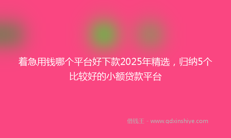 着急用钱哪个平台好下款2025年精选，归纳5个比较好的小额贷款平台