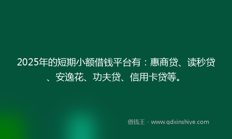 2025年的短期小额借钱平台有：惠商贷、读秒贷、安逸花、功夫贷、信用卡贷等。