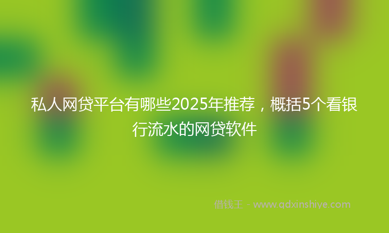 私人网贷平台有哪些2025年推荐，概括5个看银行流水的网贷软件