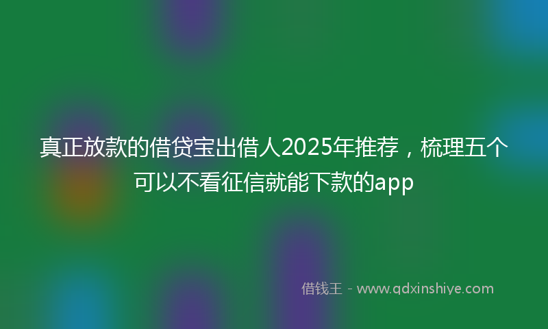 真正放款的借贷宝出借人2025年推荐，梳理五个可以不看征信就能下款的app