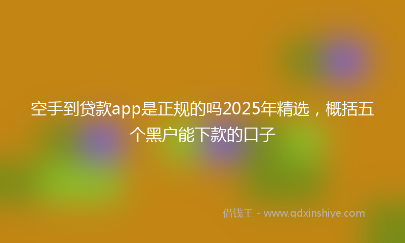 空手到贷款app是正规的吗2025年精选，概括五个黑户能下款的口子