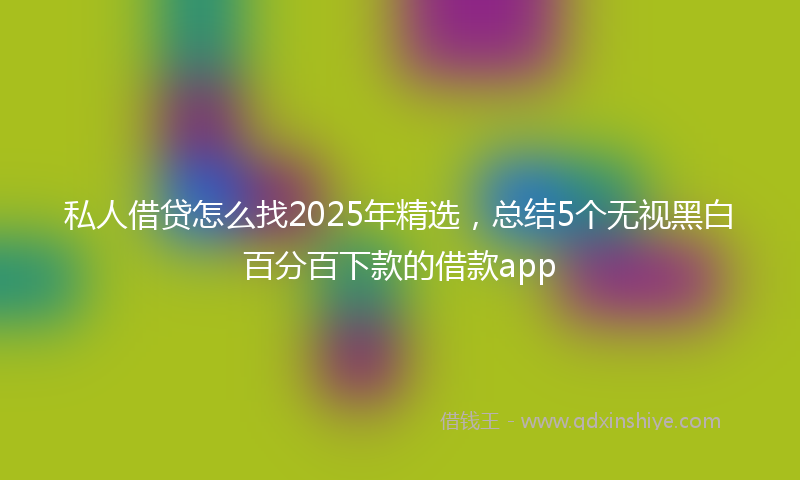 私人借贷怎么找2025年精选，总结5个无视黑白百分百下款的借款app