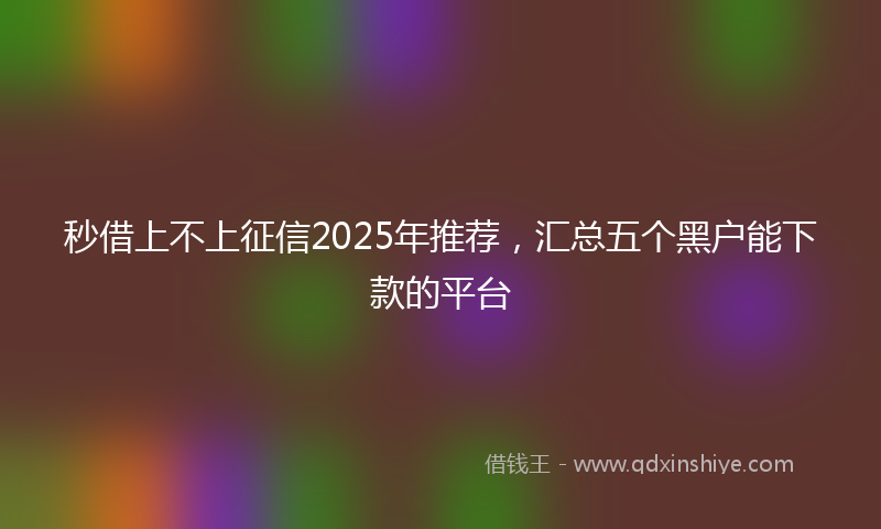 秒借上不上征信2025年推荐，汇总五个黑户能下款的平台