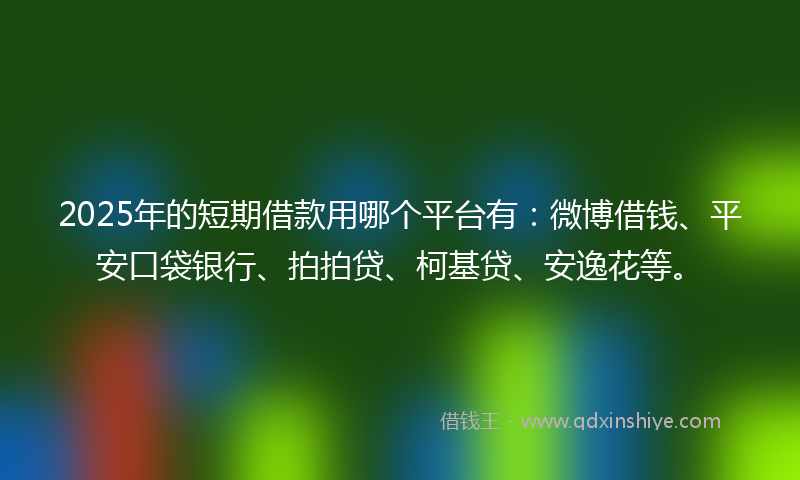 2025年的短期借款用哪个平台有:微博借钱、平安口袋银行、拍拍贷、柯基贷、安逸花等。