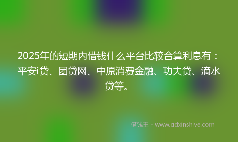 2025年的短期内借钱什么平台比较合算利息有：平安i贷、团贷网、中原消费金融、功夫贷、滴水贷等。