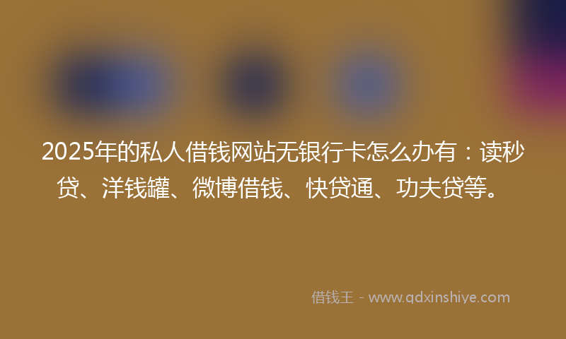 2025年的私人借钱网站无银行卡怎么办有：读秒贷、洋钱罐、微博借钱、快贷通、功夫贷等。