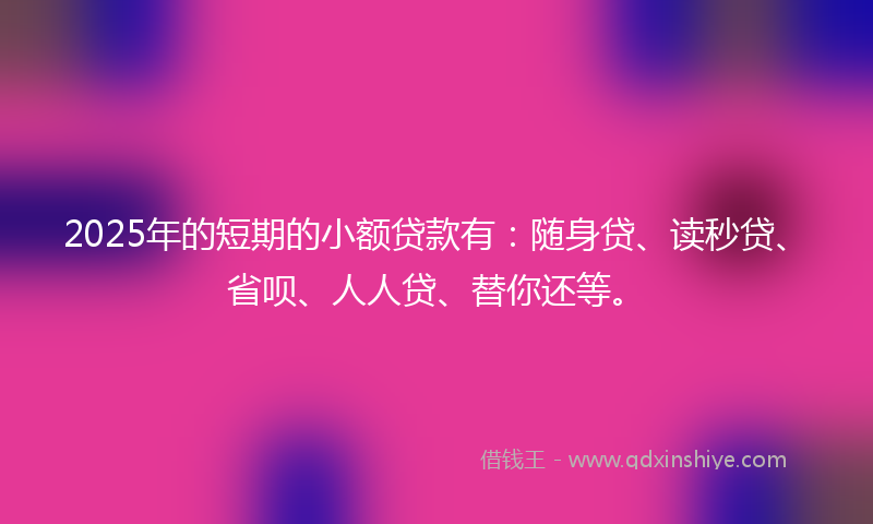 2025年的短期的小额贷款有：随身贷、读秒贷、省呗、人人贷、替你还等。