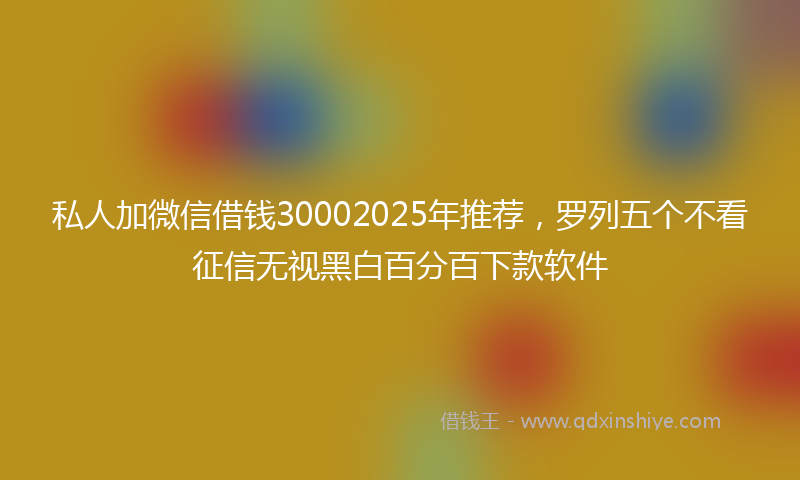 私人加微信借钱30002025年推荐，罗列五个不看征信无视黑白百分百下款软件