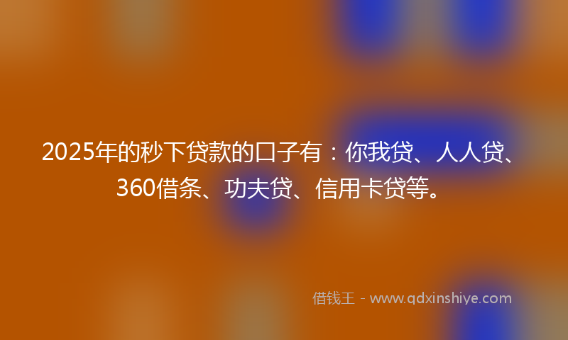 2025年的秒下贷款的口子有：你我贷、人人贷、360借条、功夫贷、信用卡贷等。