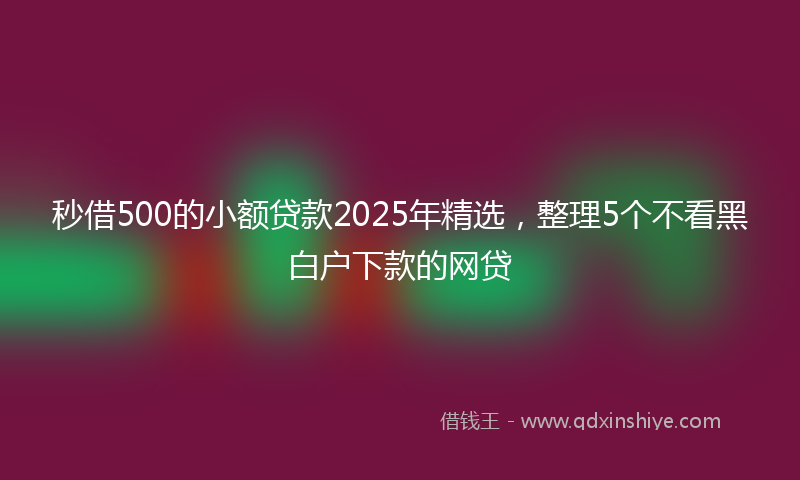 秒借500的小额贷款2025年精选，整理5个不看黑白户下款的网贷
