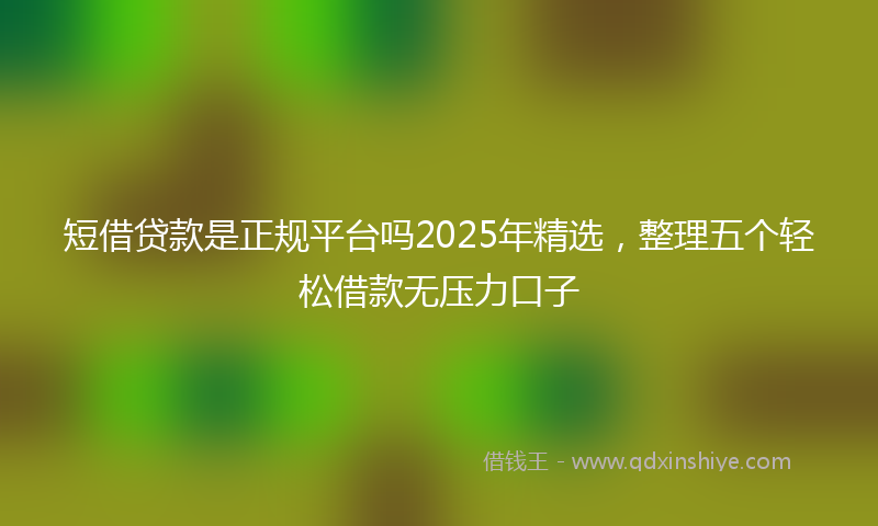 短借贷款是正规平台吗2025年精选,整理五个轻松借款无压力口子
