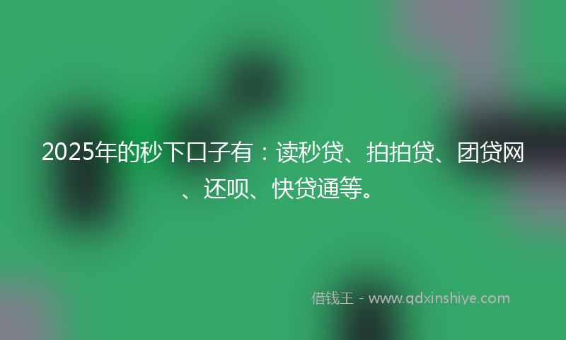 2025年的秒下口子有：读秒贷、拍拍贷、团贷网、还呗、快贷通等。