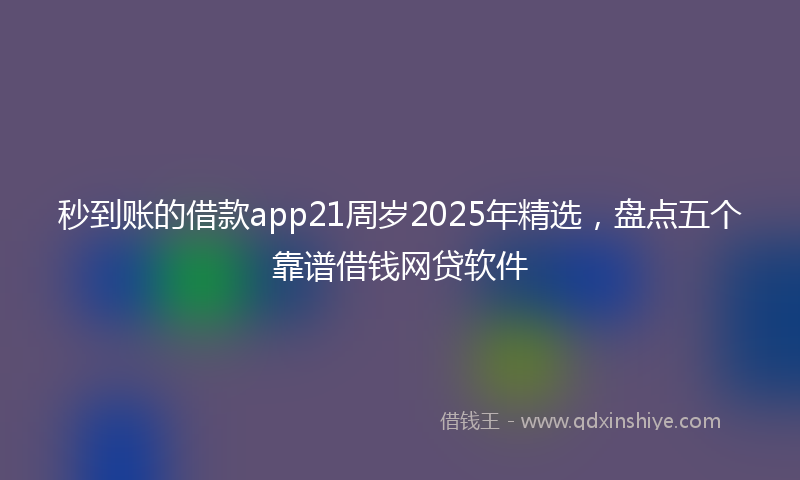 秒到账的借款app21周岁2025年精选，盘点五个靠谱借钱网贷软件