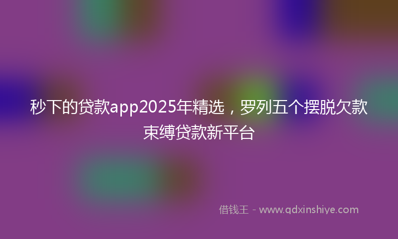 秒下的贷款app2025年精选，罗列五个摆脱欠款束缚贷款新平台
