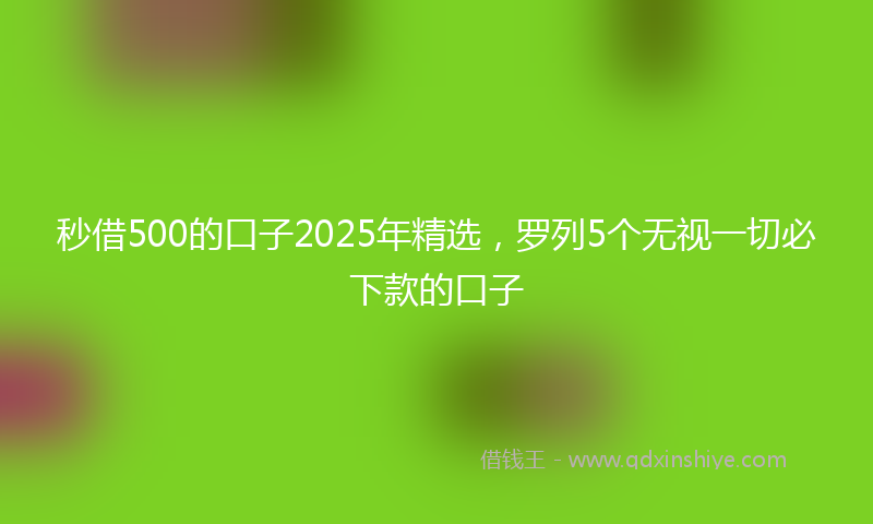 秒借500的口子2025年精选，罗列5个无视一切必下款的口子
