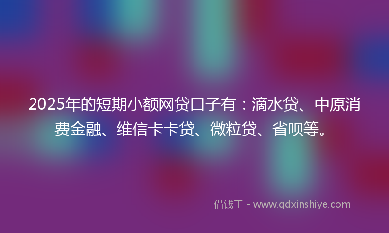 2025年的短期小额网贷口子有：滴水贷、中原消费金融、维信卡卡贷、微粒贷、省呗等。