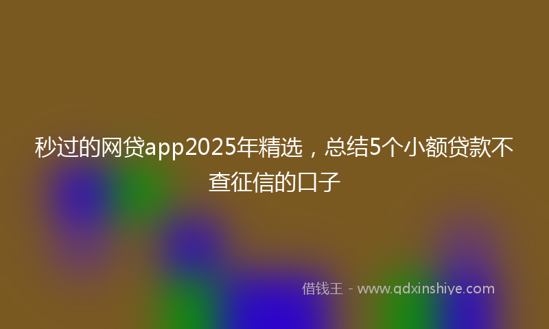 秒过的网贷app2025年精选，总结5个小额贷款不查征信的口子