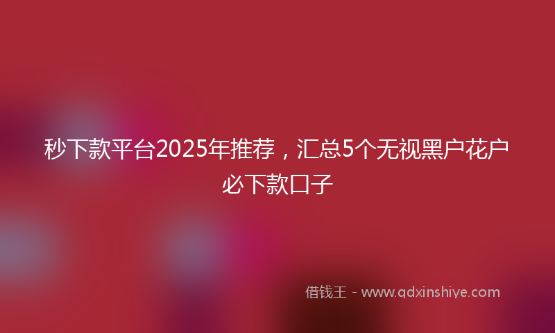 秒下款平台2025年推荐，汇总5个无视黑户花户必下款口子