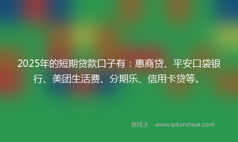 2025年的短期贷款口子有:惠商贷、平安口袋银行、美团生活费、分期乐、信用卡贷等。