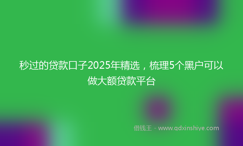 秒过的贷款口子2025年精选，梳理5个黑户可以做大额贷款平台