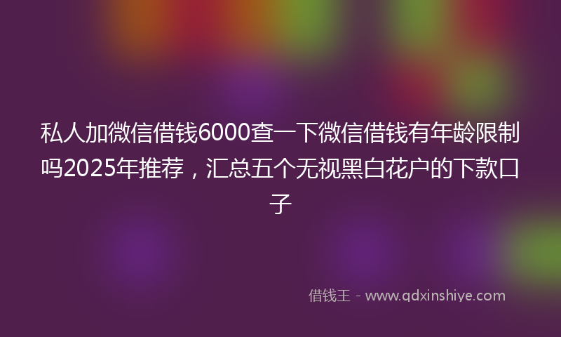 私人加微信借钱6000查一下微信借钱有年龄限制吗2025年推荐,汇总五个无视黑白花户的下款口子
