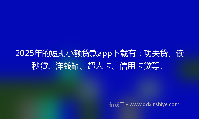2025年的短期小额贷款app下载有：功夫贷、读秒贷、洋钱罐、超人卡、信用卡贷等。