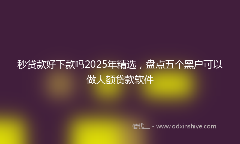 秒贷款好下款吗2025年精选，盘点五个黑户可以做大额贷款软件