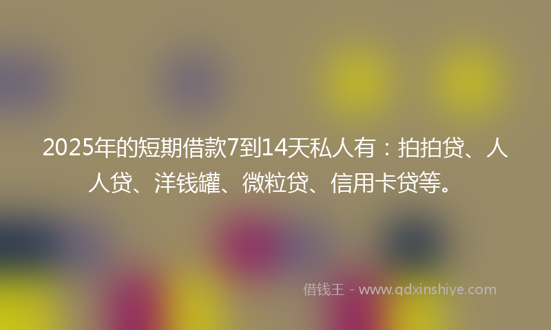 2025年的短期借款7到14天私人有:拍拍贷、人人贷、洋钱罐、微粒贷、信用卡贷等。