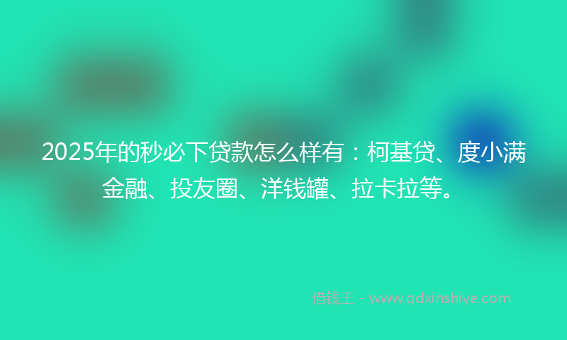 2025年的秒必下贷款怎么样有：柯基贷、度小满金融、投友圈、洋钱罐、拉卡拉等。