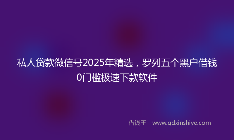 私人贷款微信号2025年精选，罗列五个黑户借钱0门槛极速下款软件