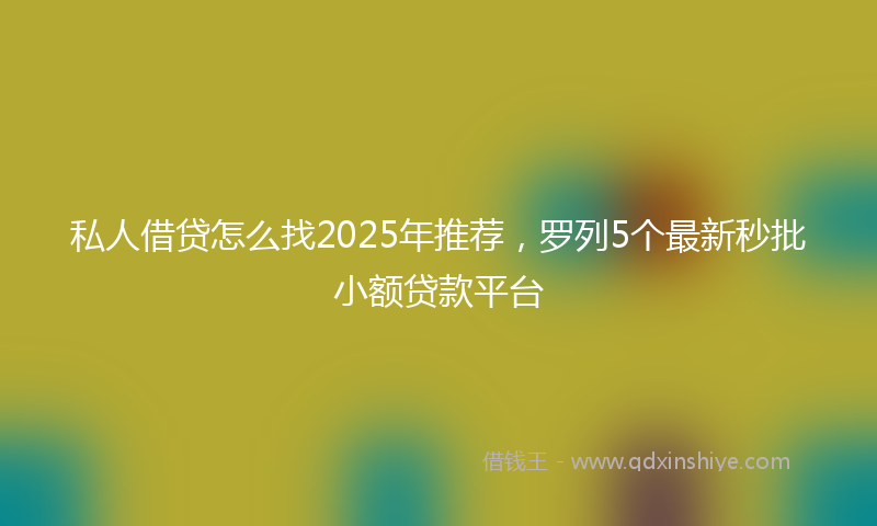 私人借贷怎么找2025年推荐，罗列5个最新秒批小额贷款平台