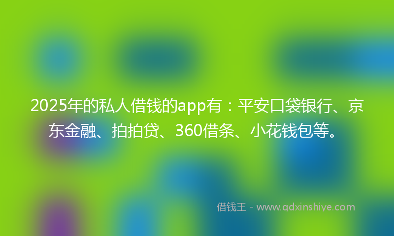 2025年的私人借钱的app有：平安口袋银行、京东金融、拍拍贷、360借条、小花钱包等。