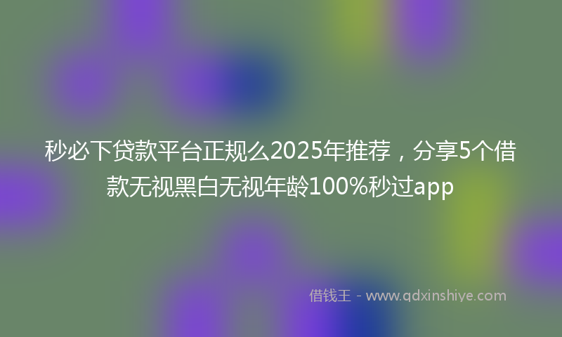 秒必下贷款平台正规么2025年推荐，分享5个借款无视黑白无视年龄100%秒过app