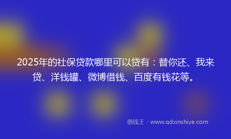 2025年的社保贷款哪里可以贷有：替你还、我来贷、洋钱罐、微博借钱、百度有钱花等。
