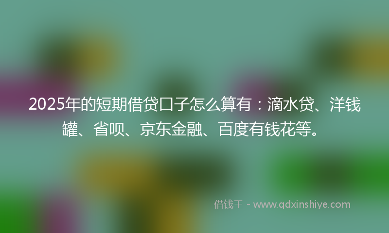 2025年的短期借贷口子怎么算有：滴水贷、洋钱罐、省呗、京东金融、百度有钱花等。