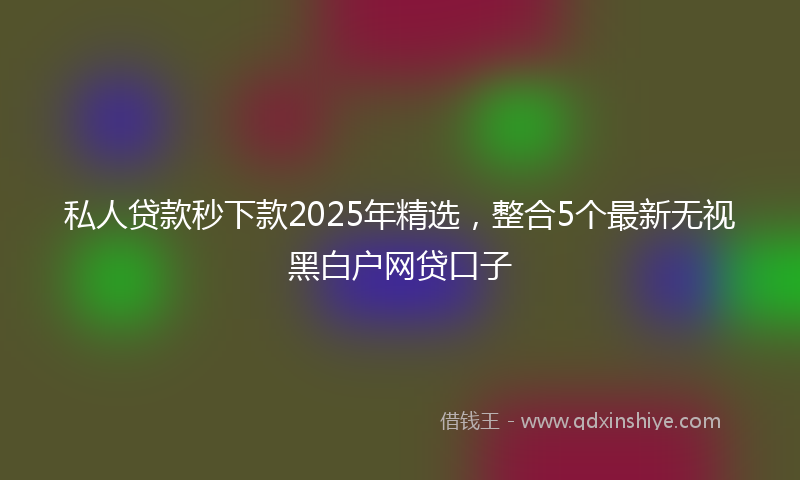 私人贷款秒下款2025年精选，整合5个最新无视黑白户网贷口子