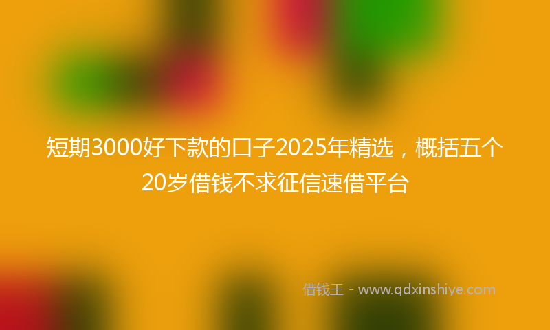 短期3000好下款的口子2025年精选，概括五个20岁借钱不求征信速借平台