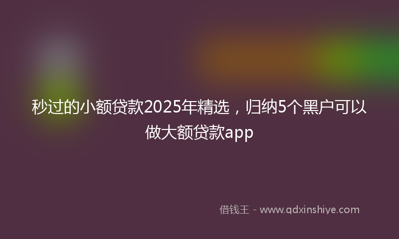 秒过的小额贷款2025年精选，归纳5个黑户可以做大额贷款app