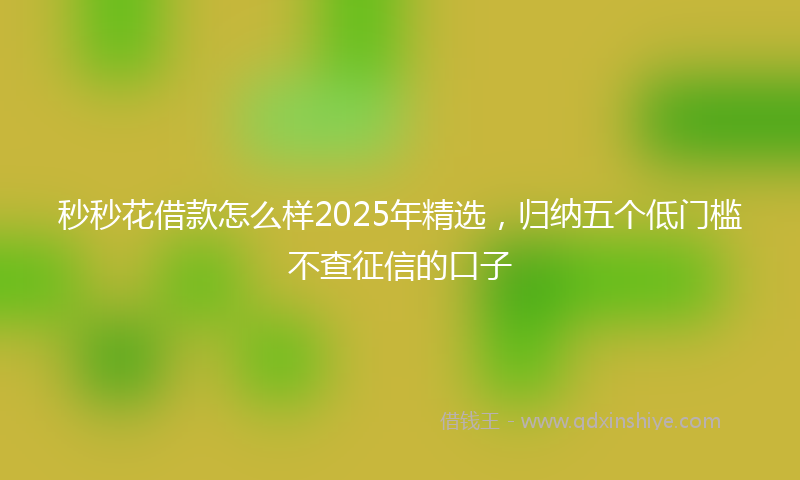 秒秒花借款怎么样2025年精选，归纳五个低门槛不查征信的口子