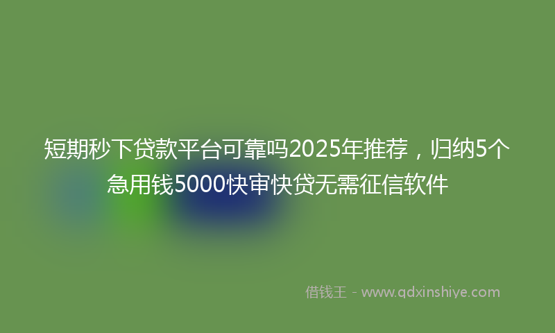 短期秒下贷款平台可靠吗2025年推荐,归纳5个急用钱5000快审快贷无需征信软件