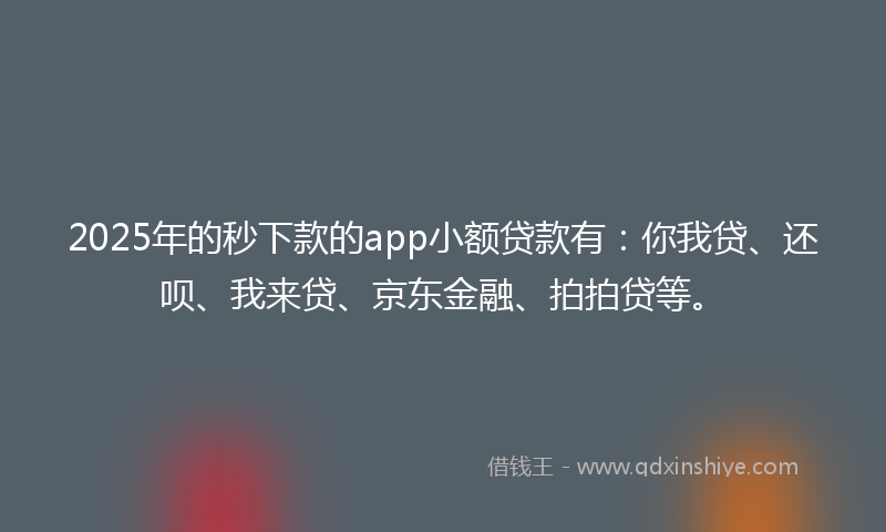 2025年的秒下款的app小额贷款有：你我贷、还呗、我来贷、京东金融、拍拍贷等。