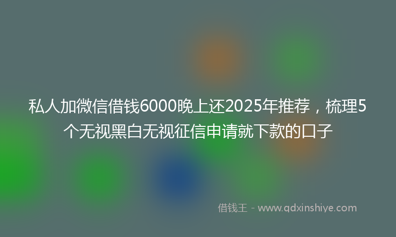 私人加微信借钱6000晚上还2025年推荐，梳理5个无视黑白无视征信申请就下款的口子