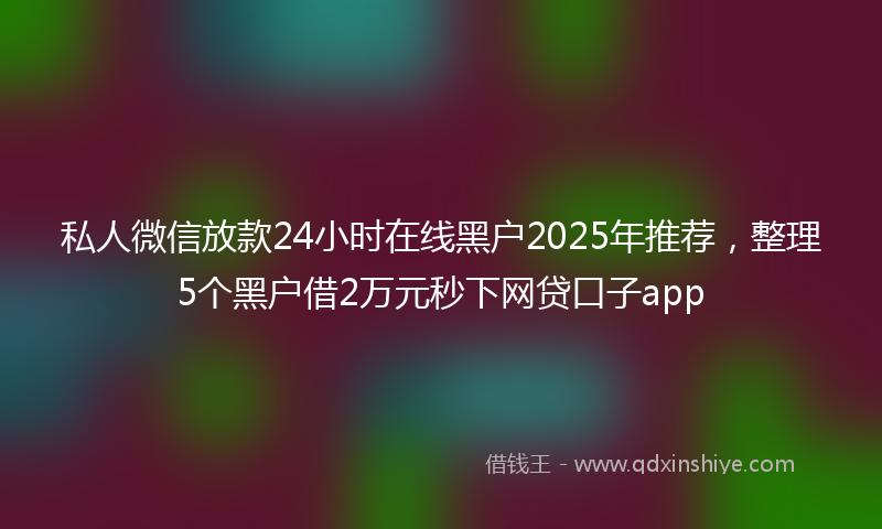 私人微信放款24小时在线黑户2025年推荐，整理5个黑户借2万元秒下网贷口子app