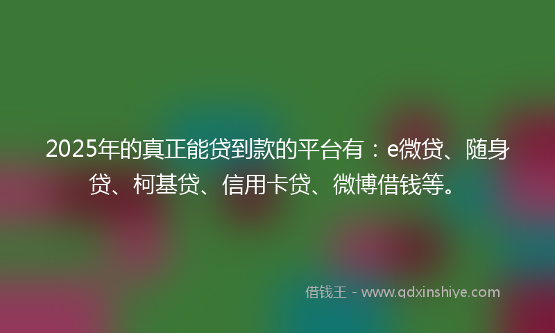 2025年的真正能贷到款的平台有：e微贷、随身贷、柯基贷、信用卡贷、微博借钱等。