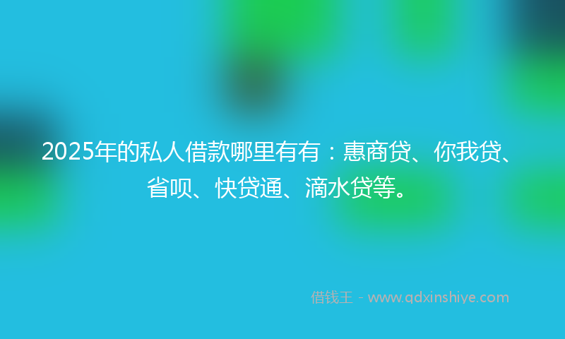 2025年的私人借款哪里有有：惠商贷、你我贷、省呗、快贷通、滴水贷等。